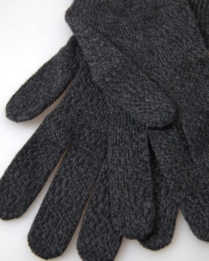 Dolce & Gabbana Gray Virgin Wool Knit Hands Mitten Men Gloves