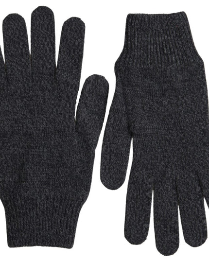 Dolce & Gabbana Gray Virgin Wool Knit Hands Mitten Men Gloves
