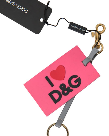 Dolce & Gabbana Pink Silicone DG Logo Gold Brass Keyring Women Keychain