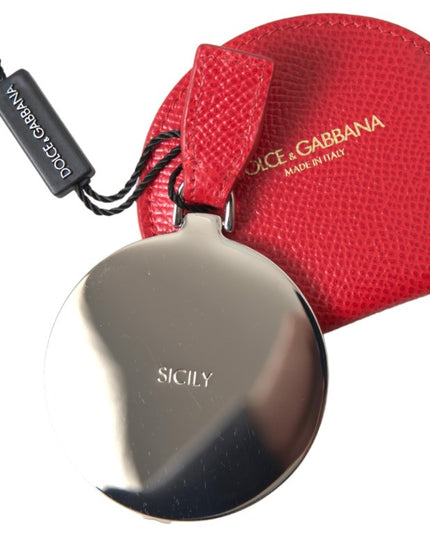 Dolce & Gabbana Red Calfskin Leather Hand Mirror Holder