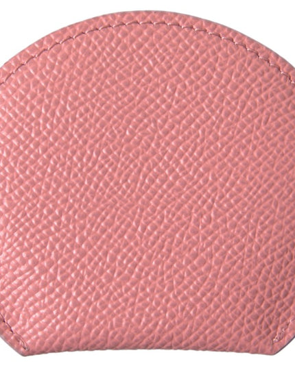 Dolce & Gabbana Pink Calfskin Leather Round Mirror Holder