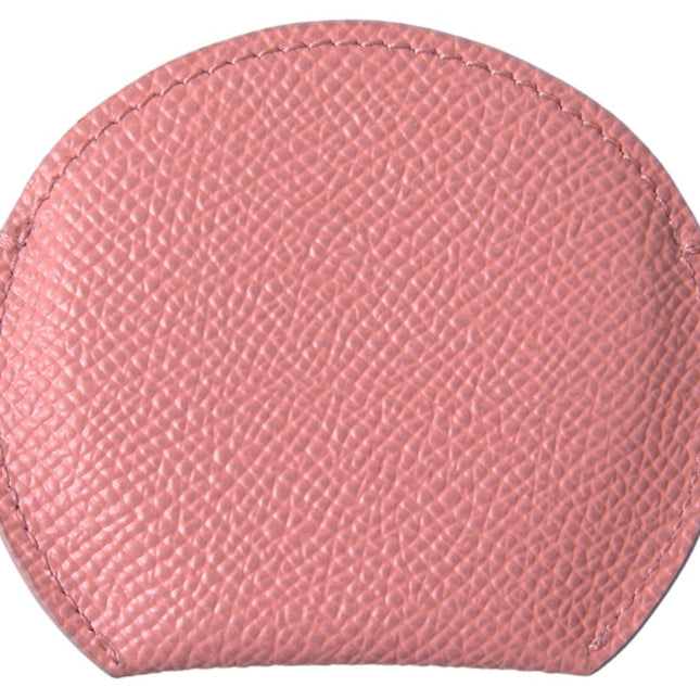 Dolce & Gabbana Pink Calfskin Leather Round Mirror Holder