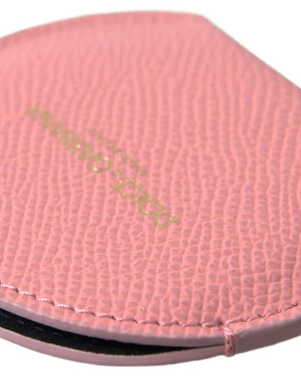 Dolce & Gabbana Pink Calfskin Leather Round Mirror Holder