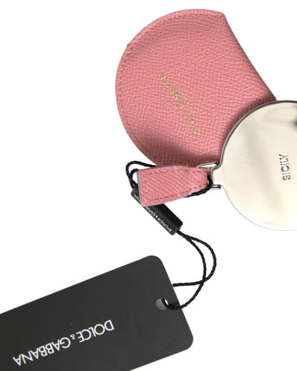 Dolce & Gabbana Pink Calfskin Leather Round Mirror Holder
