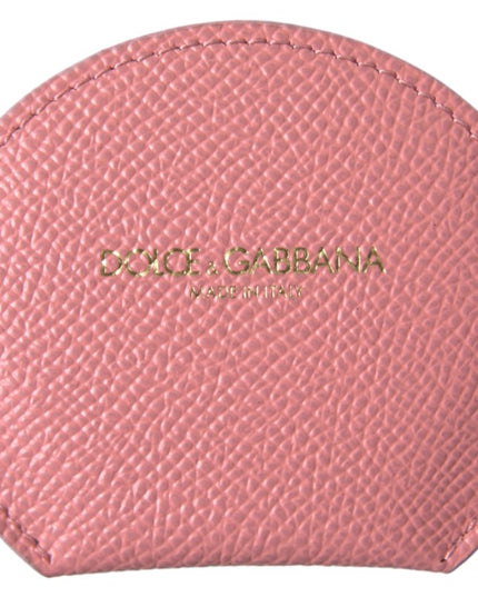 Dolce & Gabbana Pink Calfskin Leather Round Mirror Holder