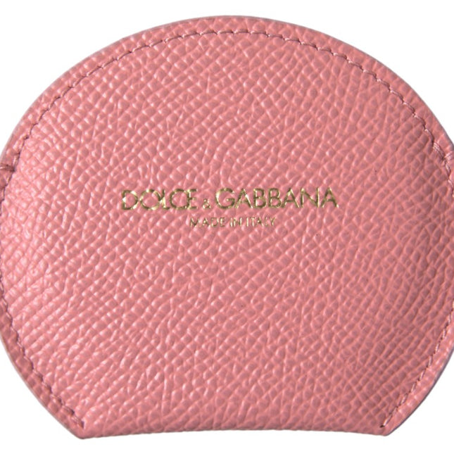Dolce & Gabbana Pink Calfskin Leather Round Mirror Holder