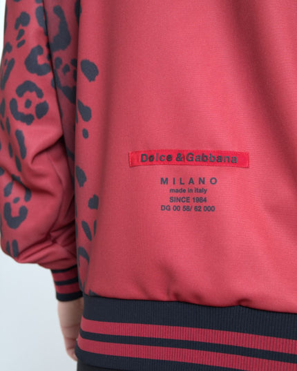 Dolce & Gabbana Red Leopard Polyester Bomber Full Zip  Jacket