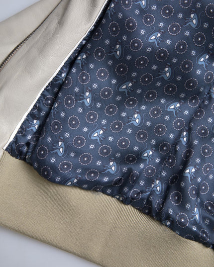 Dolce & Gabbana Cream Leather Bomber Blouson Full Zip Jacket