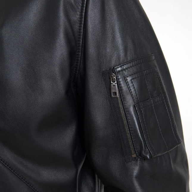 Dolce & Gabbana Black Leather Blouson Full Zip Bomber Jacket