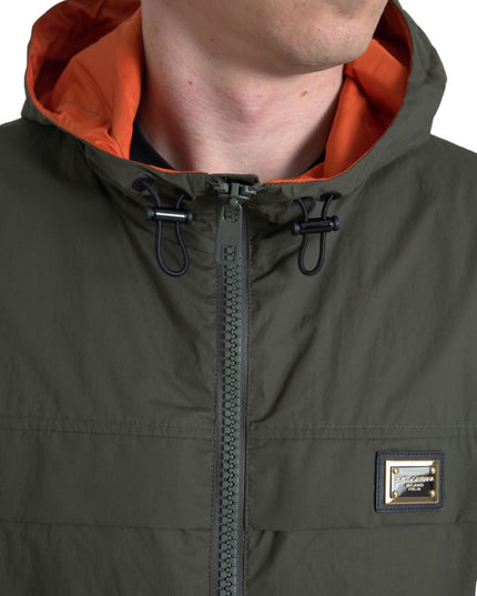 Dolce & Gabbana Green Orange Hooded Cotton Full Zip Jacket