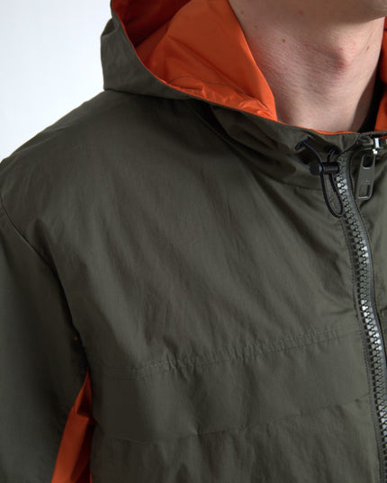Dolce & Gabbana Green Orange Hooded Cotton Full Zip Jacket
