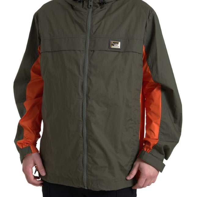 Dolce & Gabbana Green Orange Hooded Cotton Full Zip Jacket