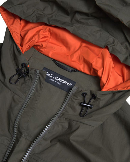 Dolce & Gabbana Green Orange Hooded Cotton Full Zip Jacket