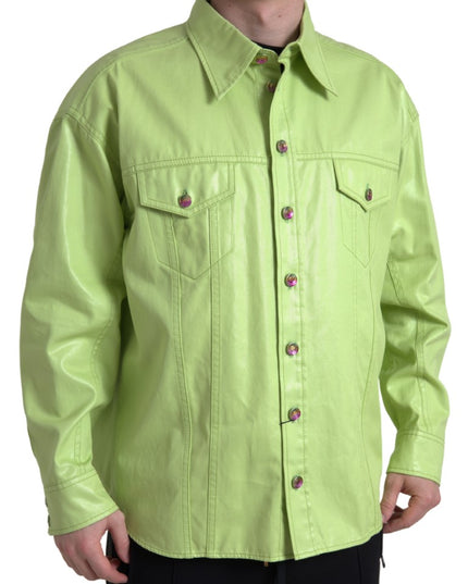 Dolce & Gabbana Green Cotton Collared Button Down Shirt