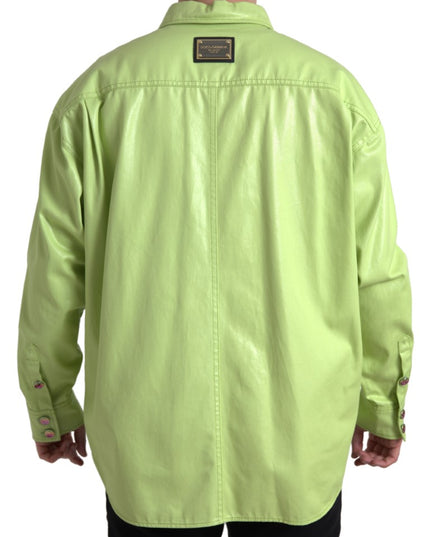 Dolce & Gabbana Green Cotton Collared Button Down Shirt