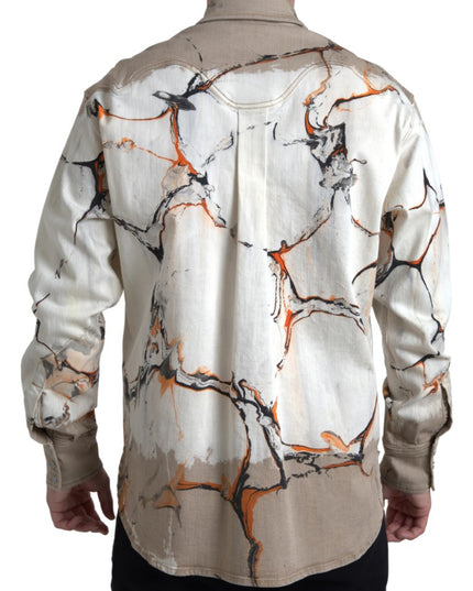 Dolce & Gabbana Multicolor Cotton Collared Denim Shirt