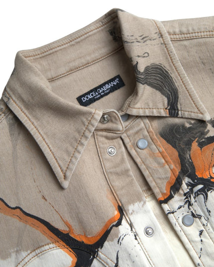 Dolce & Gabbana Multicolor Cotton Collared Denim Shirt
