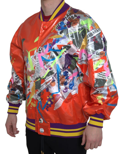 Dolce & Gabbana Orange Polyester Button Blouson Jacket