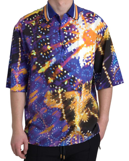 Dolce & Gabbana Luminaire Print Cotton Polo Top Men Shirt