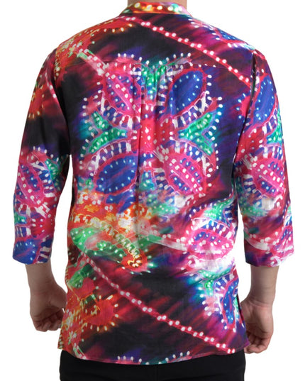 Dolce & Gabbana Multicolor Luminarie Print Linen Shirt