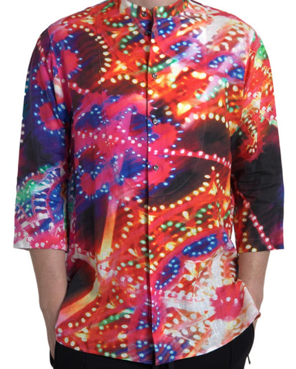 Dolce & Gabbana Multicolor Luminarie Print Linen Shirt