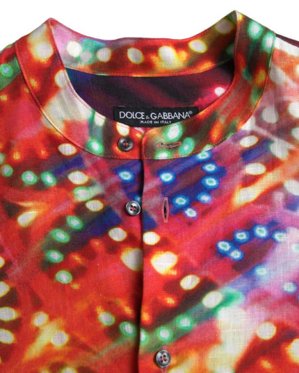 Dolce & Gabbana Multicolor Luminarie Print Linen Shirt