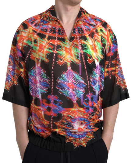 Dolce & Gabbana Multicolor Luminarie Print Men Cotton Shirt