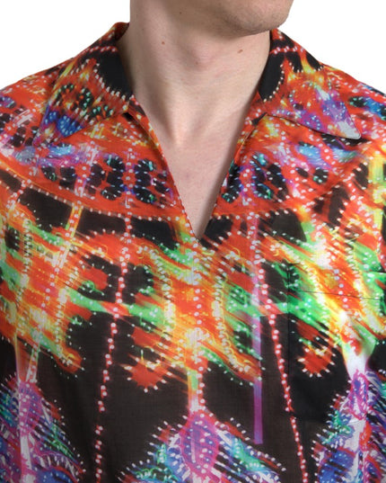 Dolce & Gabbana Multicolor Luminarie Print Men Cotton Shirt
