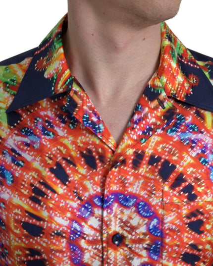 Dolce & Gabbana Multicolor Luminarie Print Men Shirt Silk