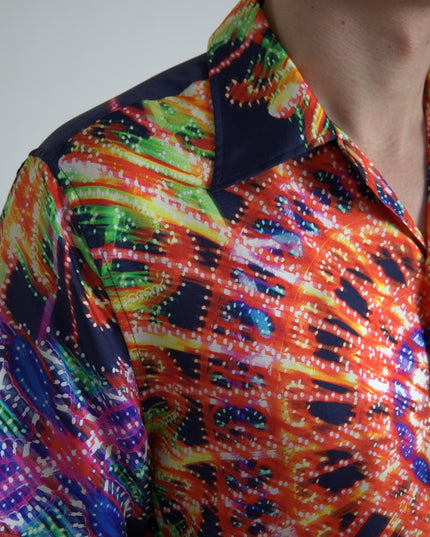 Dolce & Gabbana Multicolor Luminarie Print Men Shirt Silk