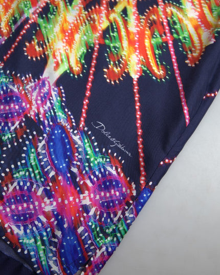 Dolce & Gabbana Multicolor Luminarie Print Men Shirt Silk