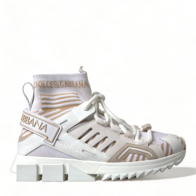 Dolce & Gabbana White Beige Sorrento Socks Sneakers Shoes