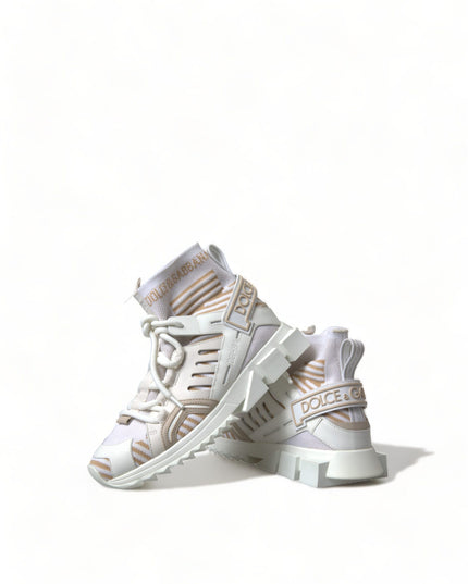 Dolce & Gabbana White Beige Sorrento Socks Sneakers Shoes