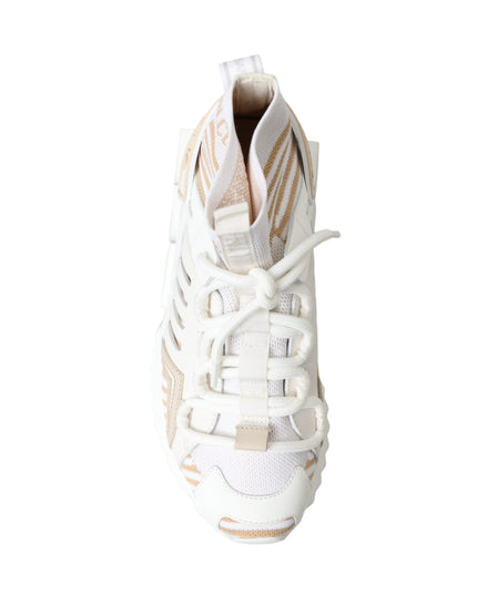 Dolce & Gabbana White Beige Sorrento Socks Sneakers Shoes