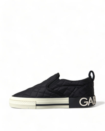Dolce & Gabbana Black Quilted Slip On Low Top Sneakers Shoes