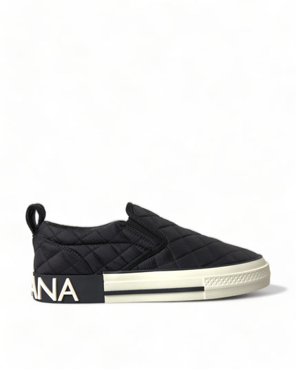 Dolce & Gabbana Black Quilted Slip On Low Top Sneakers Shoes