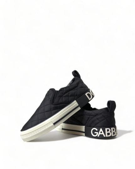 Dolce & Gabbana Black Quilted Slip On Low Top Sneakers Shoes