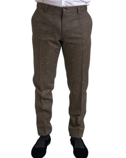 Dolce & Gabbana Brown Wool Dress Skinny Men Trouser Pants