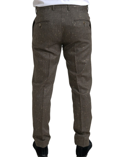 Dolce & Gabbana Brown Wool Dress Skinny Men Trouser Pants
