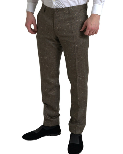 Dolce & Gabbana Brown Wool Dress Skinny Men Trouser Pants