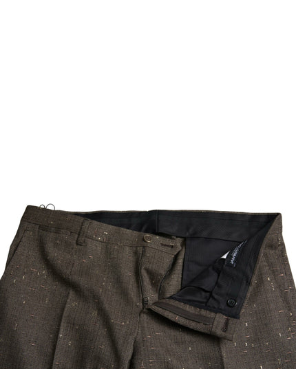 Dolce & Gabbana Brown Wool Dress Skinny Men Trouser Pants