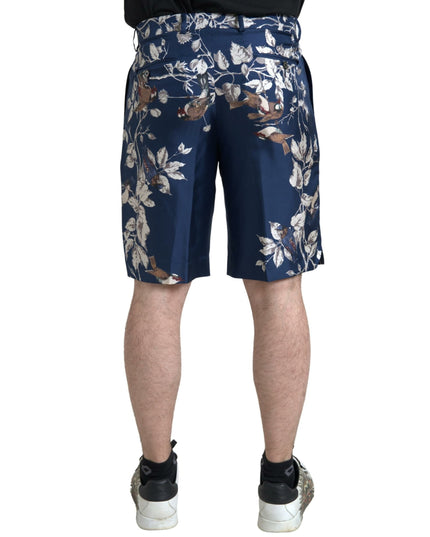 Dolce & Gabbana Blue Floral Print Silk Men Bermuda Shorts