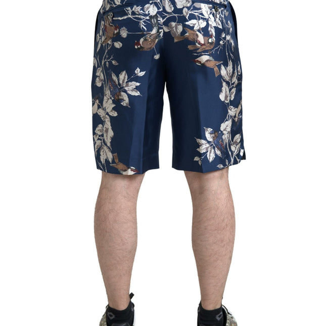 Dolce & Gabbana Blue Floral Print Silk Men Bermuda Shorts