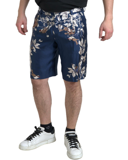 Dolce & Gabbana Blue Floral Print Silk Men Bermuda Shorts
