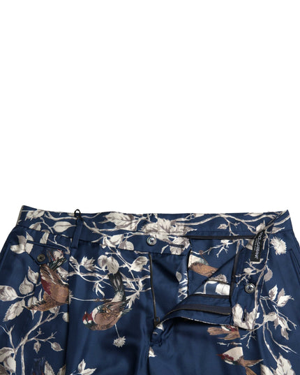 Dolce & Gabbana Blue Floral Print Silk Men Bermuda Shorts