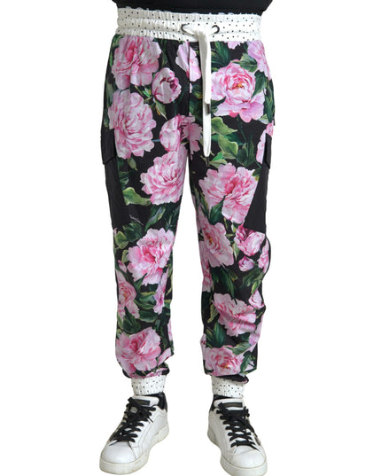 Dolce & Gabbana Multicolor Peony Joggers Cotton Men Pants