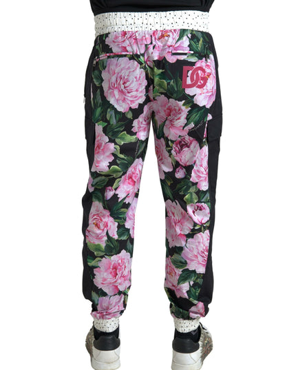 Dolce & Gabbana Multicolor Peony Joggers Cotton Men Pants