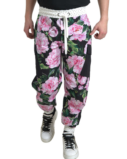 Dolce & Gabbana Multicolor Peony Joggers Cotton Men Pants