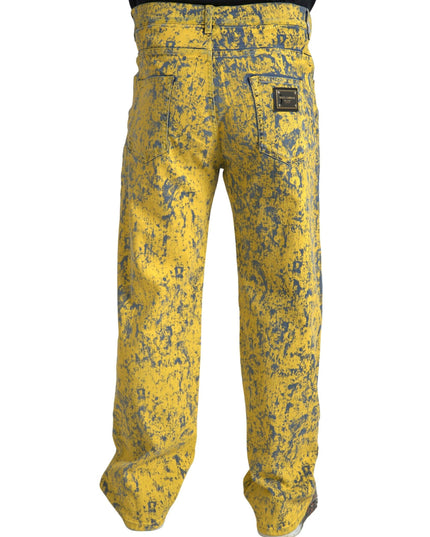 Dolce & Gabbana Yellow Cotton Tie Dye Straight Denim Jeans