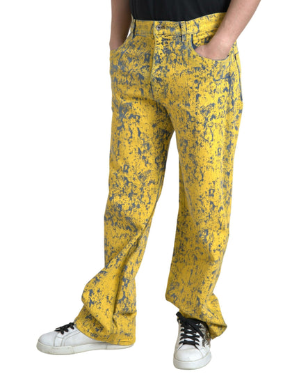 Dolce & Gabbana Yellow Cotton Tie Dye Straight Denim Jeans